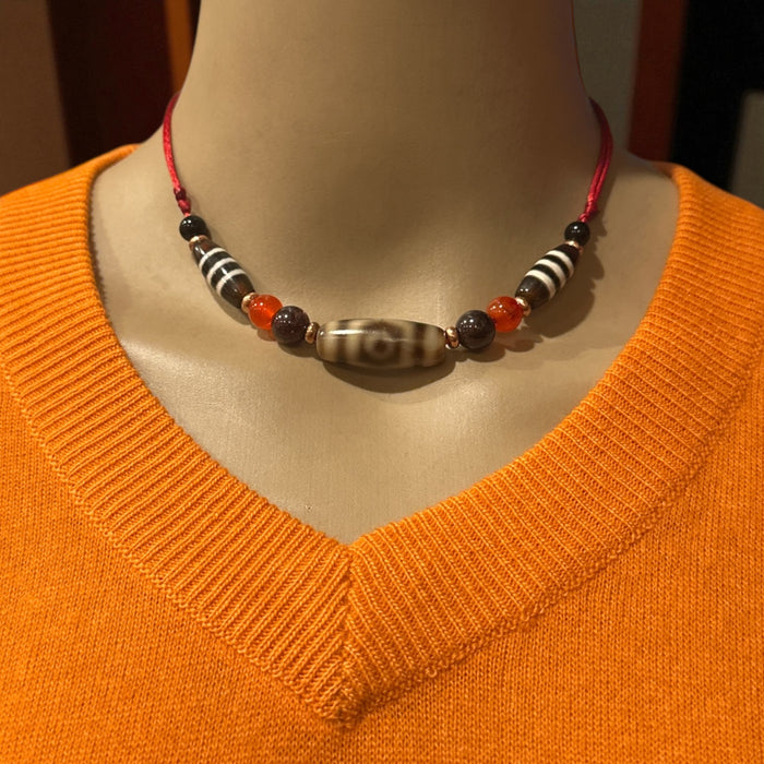 Dzi tibetano a 3 occhi e Chung dzi