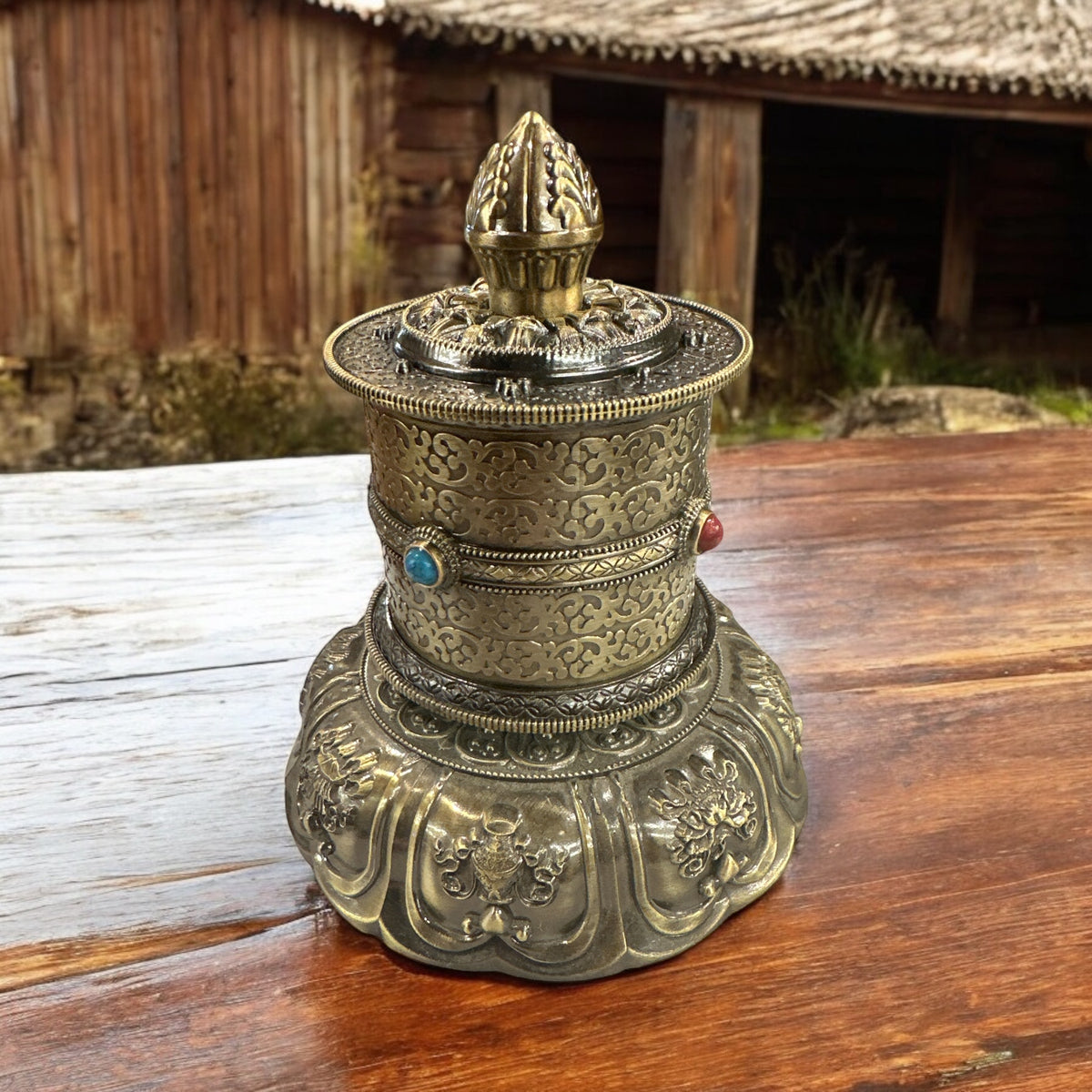 Ruota Di Preghiera Buddista A Energia Solare - Decorazione Per Auto, Casa E Ufficio, Design Tibetano In Oro - Foto 6