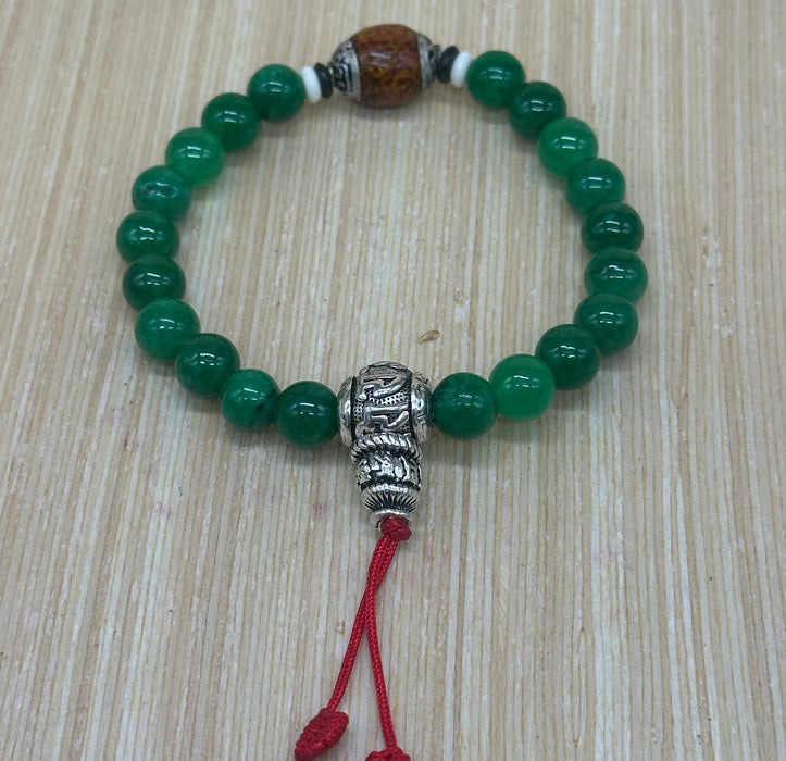 Braccialetto a Agata verde con mantra