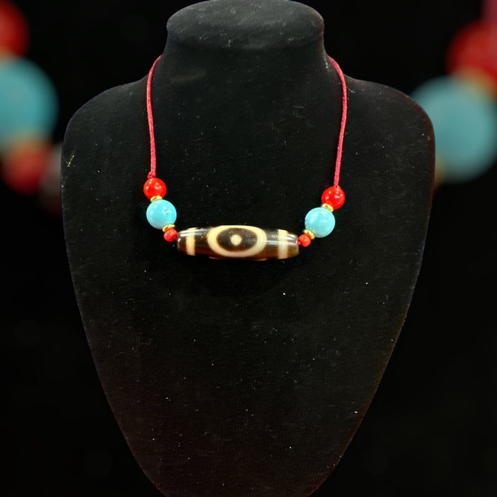 Dzi tibetano con cielo e terra di terzo occhi(questo è originale da Tibet)