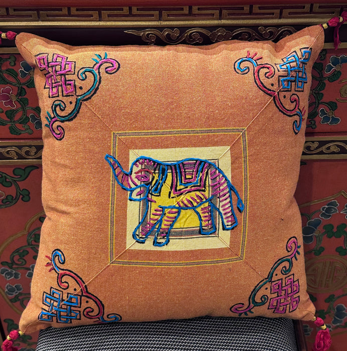 Embroidered elephant cushion