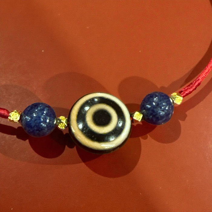 Dzi tibetanno  a Terzo Occhi  e Lapislazzuli