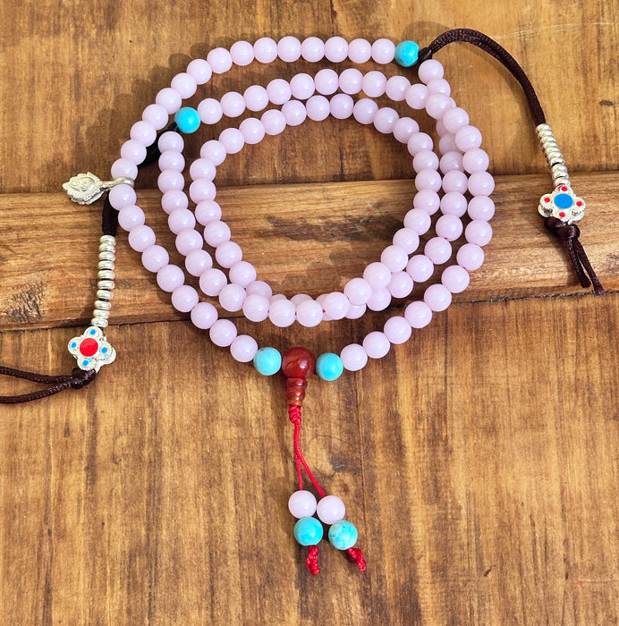 Mala a Quarzo Rosa e Turchese Insieme Conta Mala