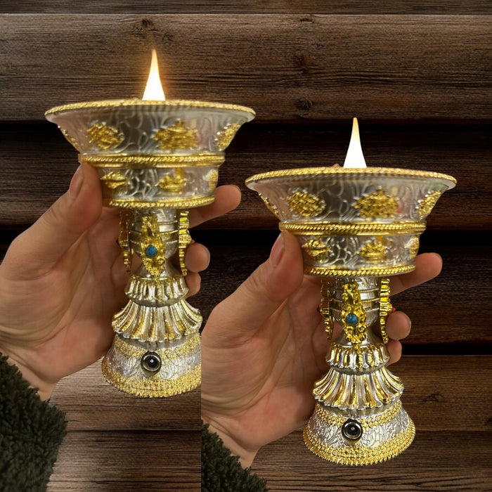 lampada al burro tibetana con luce