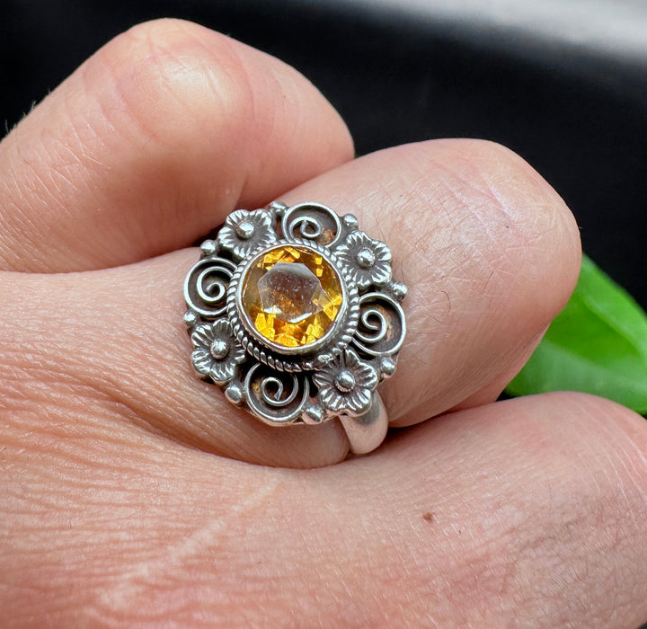 Mandala Ring with Citrine Quartz