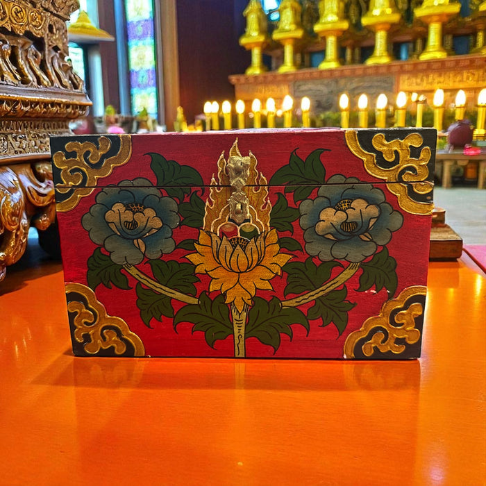 Tibetan trunk with lotus flowers
