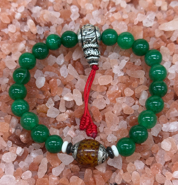 Braccialetto a Agata verde con mantra