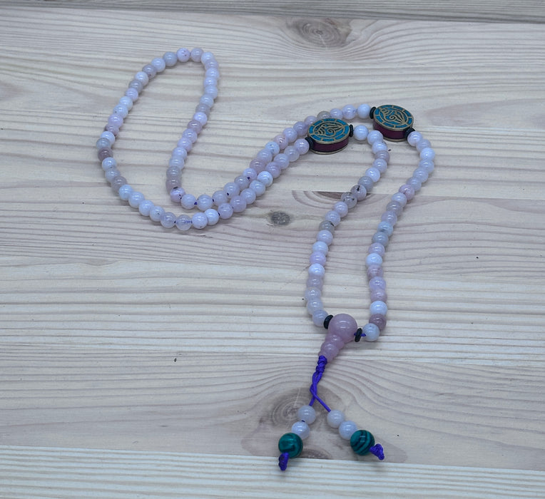 108-Bead Agate Mala with Guru Pendant