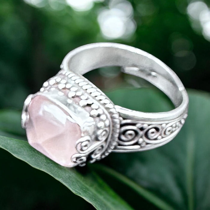 Tibetan Ring with Rose Quartz