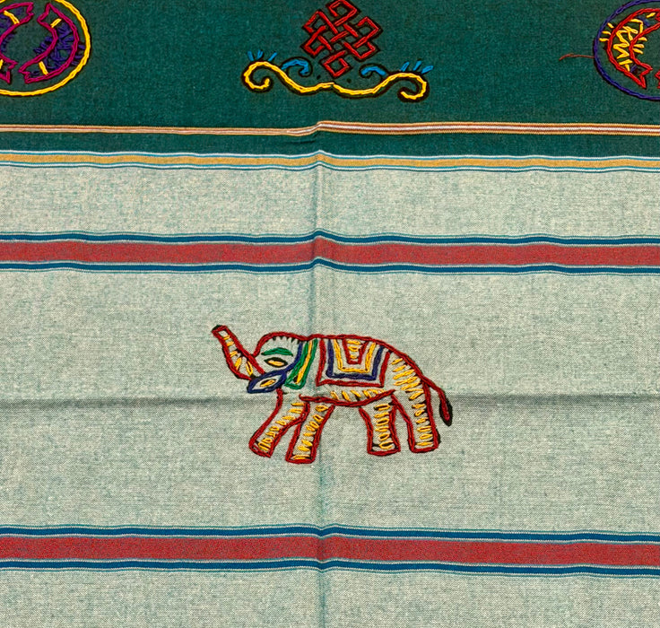 Tovaglia tibetana con ricamo di simboli buddisti