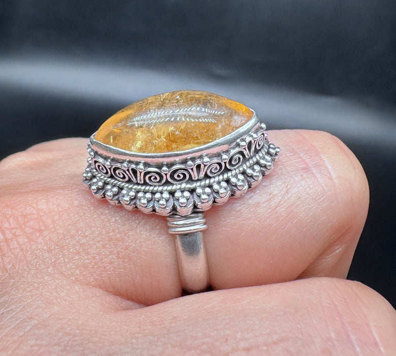 Anello Tibetano con Quarzo Citrino