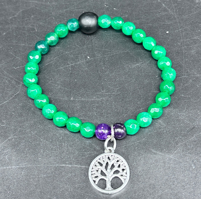 Bracciale con Agata verde e albero di vita