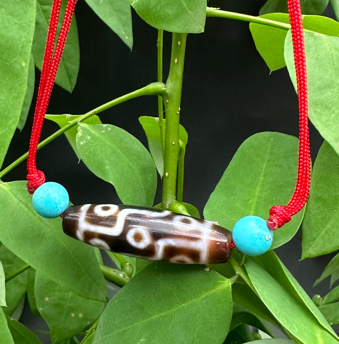 collana tibegana con 9 occhi dzi e turchese