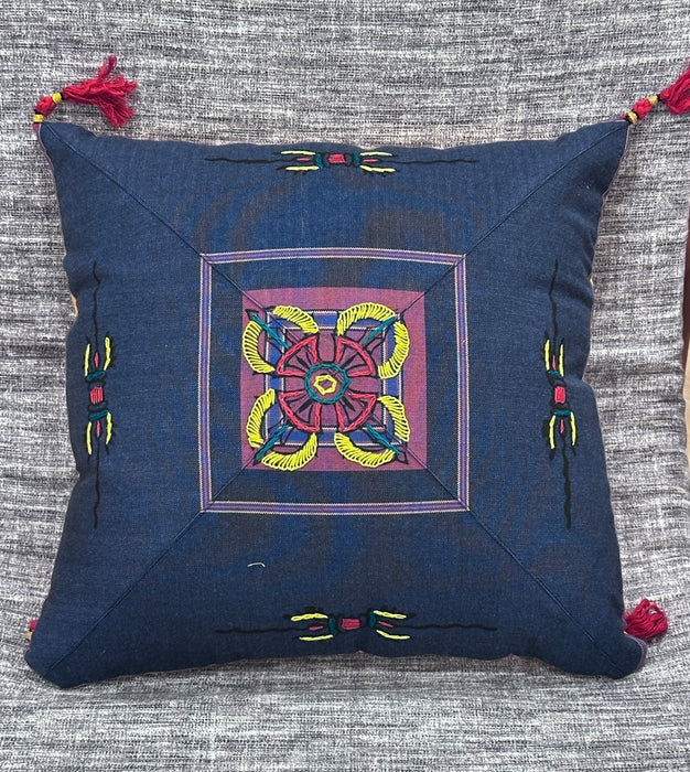 Cushion with double embroidered vajra