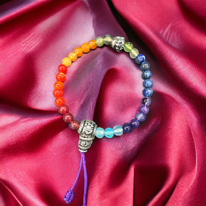Bracciale di 7chakra con buddha e guru(om mani pedme hum)