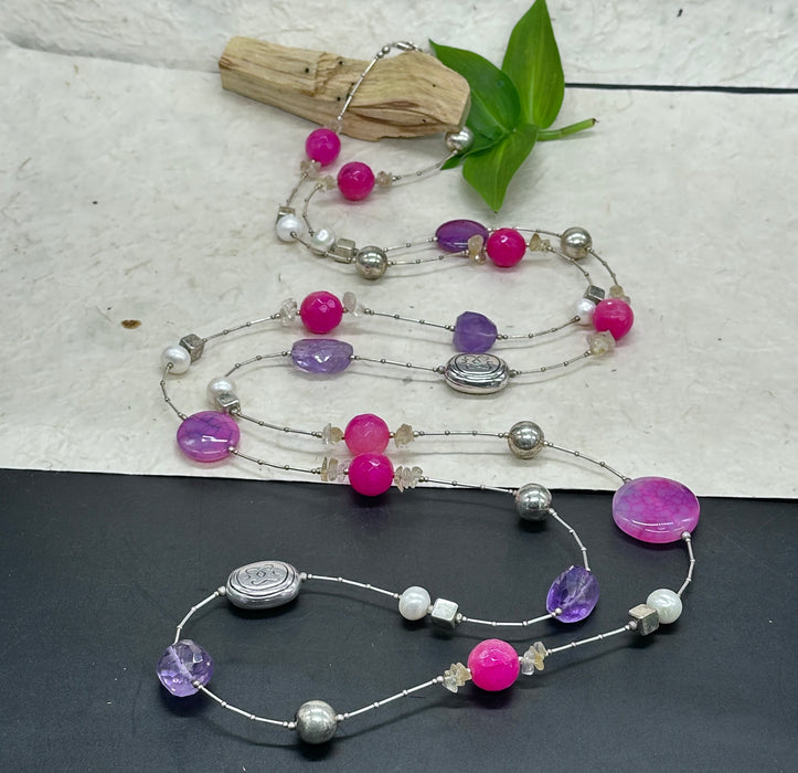 Collana tibetana con Amitista a argento 925