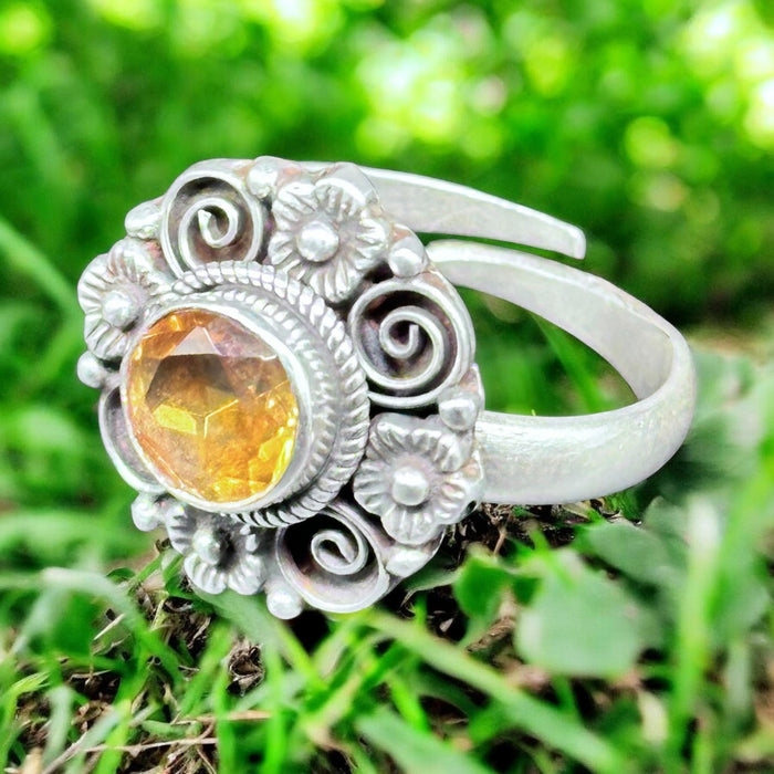 Mandala Ring with Citrine Quartz