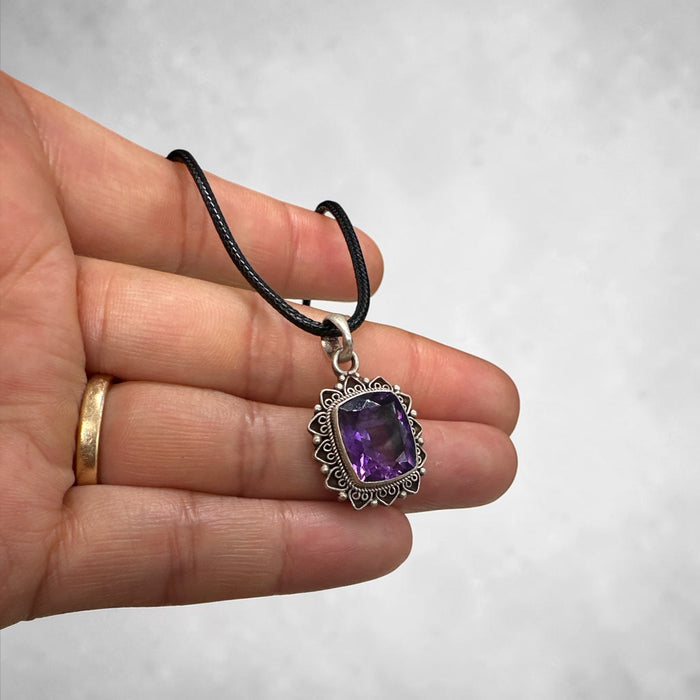 Amethyst Pendant - 925 Sterling Silver