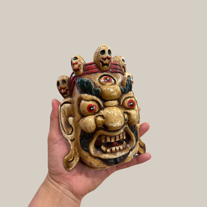 Mini maschera mahakala di legno