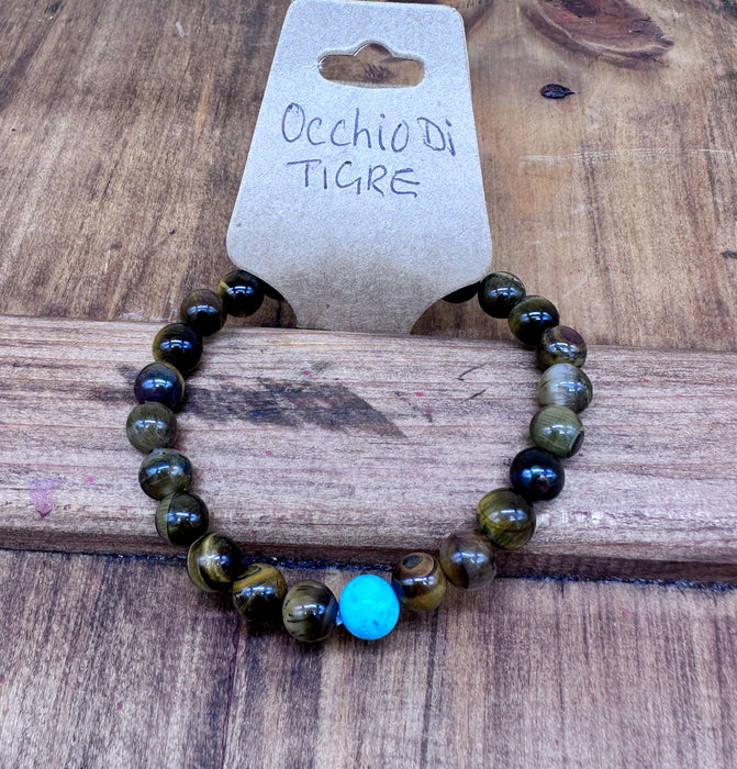 Bracciale a Occhio di tigre con Custodia di Seta