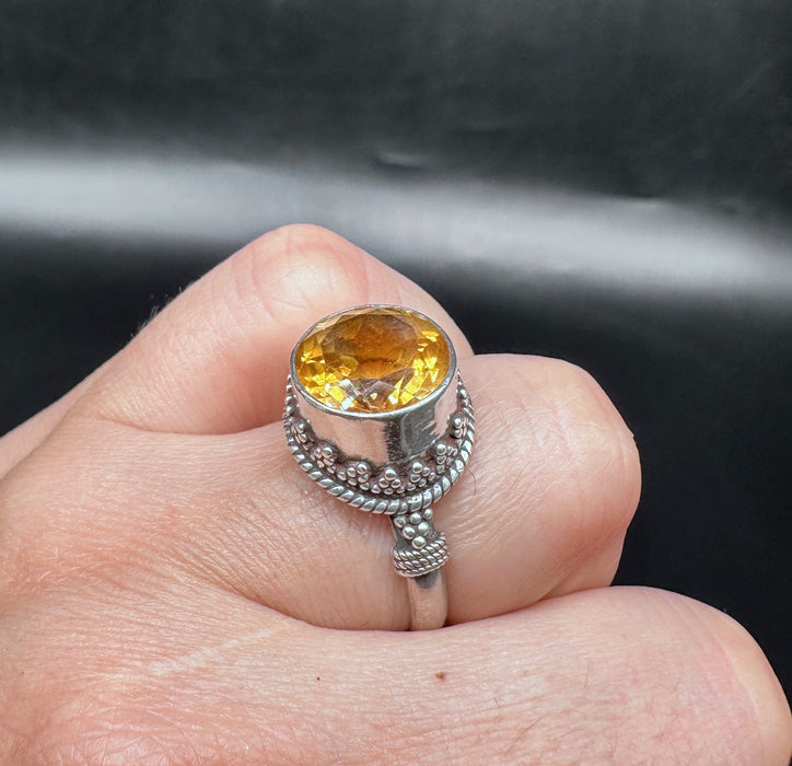 Tibetan Ring with Citrine Quartz