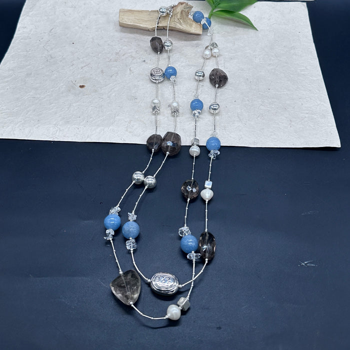 Tibetan necklace with quartz and 925 silver