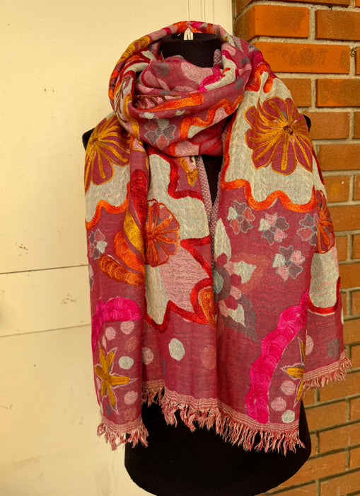 Pashmina scialle or sciarpa ricami a mano