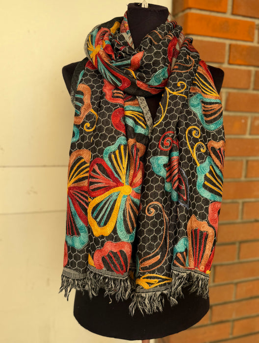 Pashmina scialle or sciarpa ricami a mano