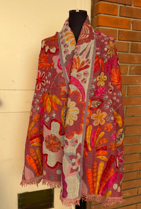 Pashmina scialle or sciarpa ricami a mano