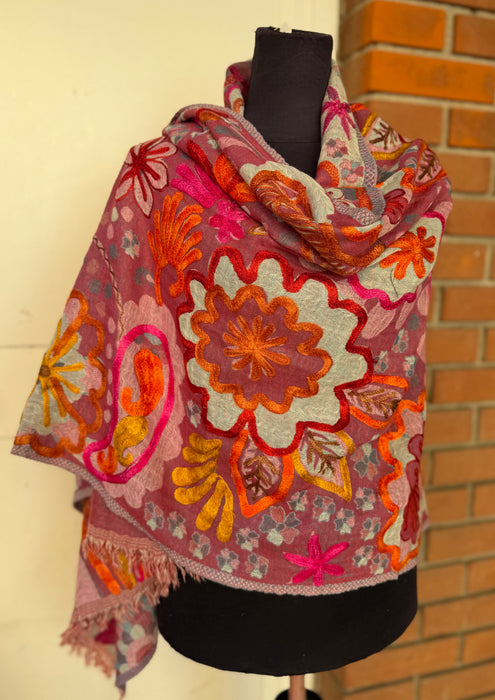 Pashmina scialle or sciarpa ricami a mano