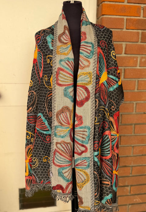 Pashmina scialle or sciarpa ricami a mano