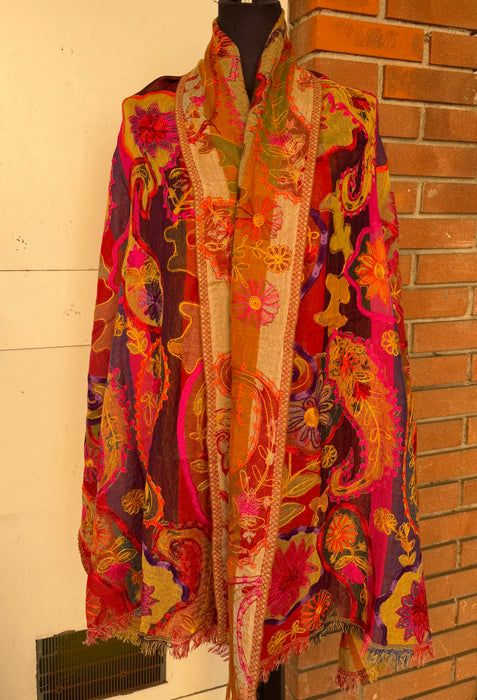 Pashmina scialle or sciarpa ricami a mano