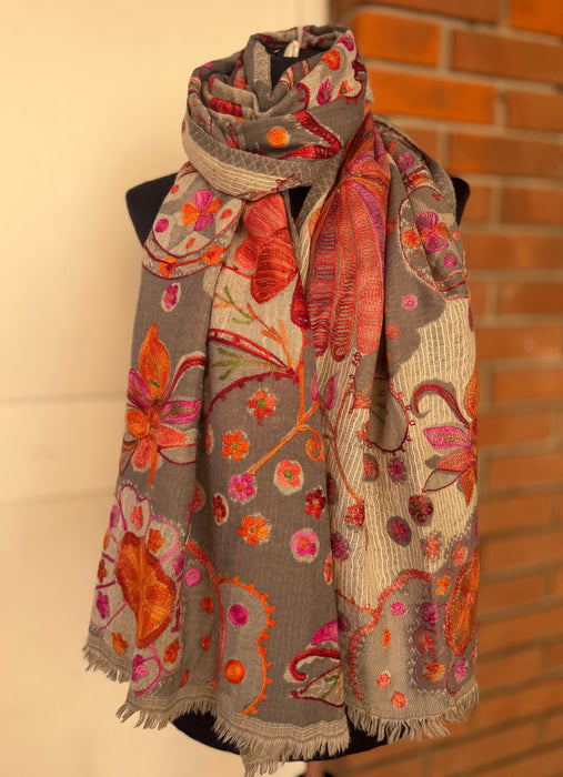 Pashmina scialle or sciarpa ricami a mano