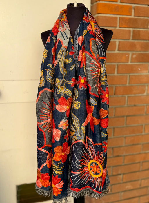 Pashmina scialle or sciarpa ricami a mani