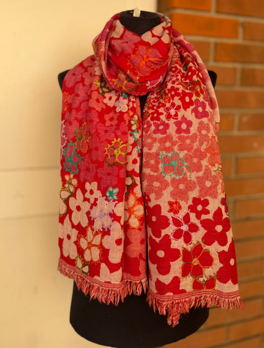 Pashmina scialle or sciarpa ricami a mano