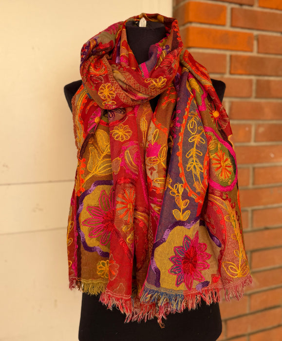 Pashmina scialle or sciarpa ricami a mano