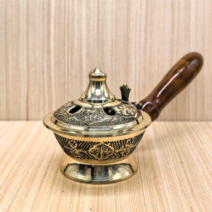 Porta Incenso in Ottone con Manico in Legno – Tibet Shop Milano
