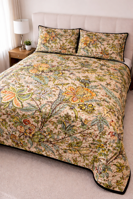 Hand-Embroidered Cotton Bedspread – Double Bed