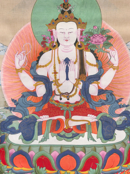 Thangka Rigsun Gonpo: Chenrezig, Manjushri e Vajrapani