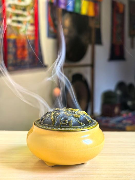 Bruciatore in ceramica per incenso, Salvia bianca e palo Santo