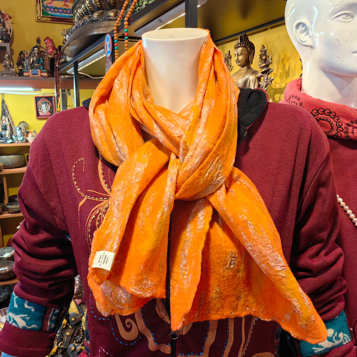 Sciarpa in seta e lana arancione