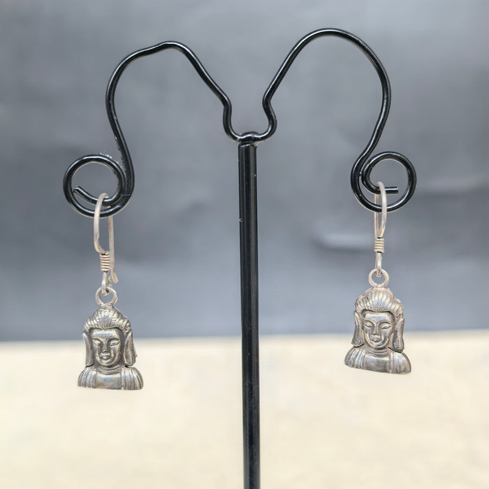 Tibetan Buddha Silver Earrings
