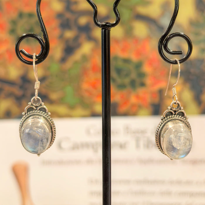 Handmade Iridescent Moonstone Earrings -