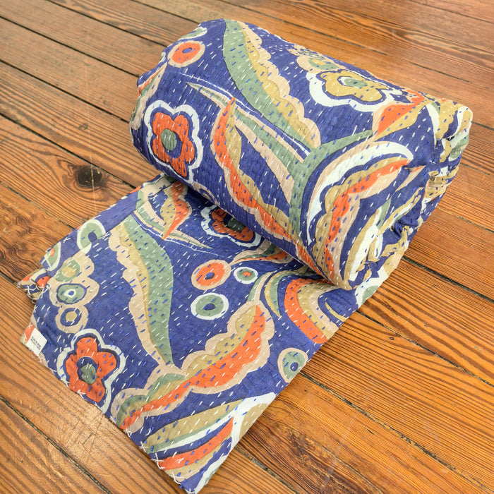 Hand-Embroidered Cotton Bedspread – Double Bed