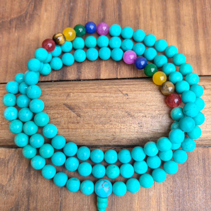 Mala in Turchese con 7 chakra