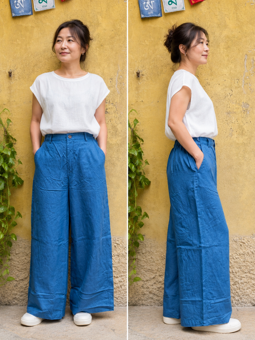 Pantalone chiusura bottone e cerniera frontale, elastico vita