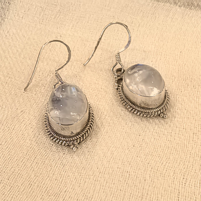 Handmade Iridescent Moonstone Earrings -
