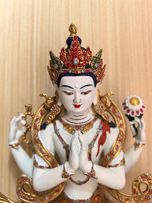 Avalokiteshvara in Bronzo dipinto a mano