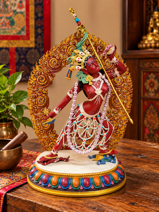 Statua Vajrayogini in bronzo dipinta a mano