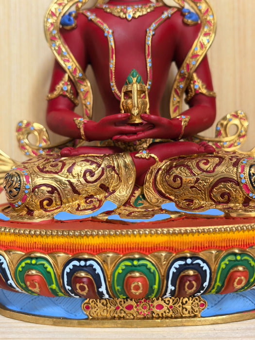 Buddha Amitayus in bronzo dipinto a mano